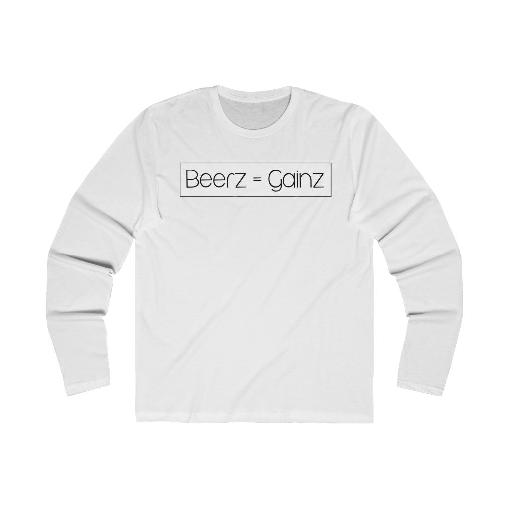 Men's Long Sleeve Crew Tee Beerz = Gainz