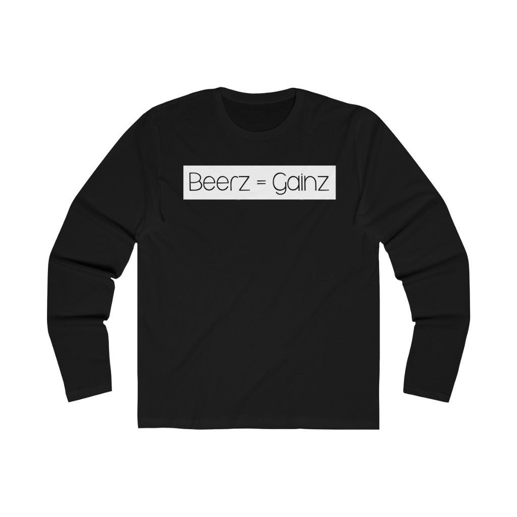 Men's Long Sleeve Crew Tee Beerz = Gainz